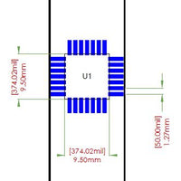 LCC-28 Breakout Board (9.5 x 9.5 mm, 1.27 mm)